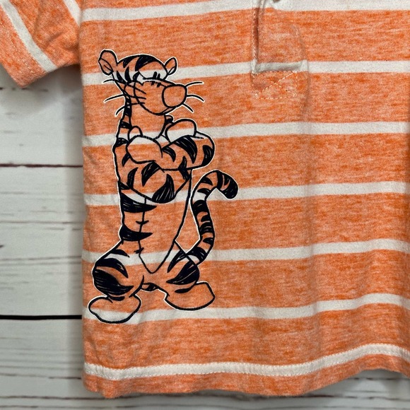 Disney Winnie the Pooh Tigger Orange and White Stripe Shirt Size 12 month - Picture 2 of 4